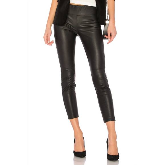 NEW DAVID LERNER gemma mid rise vegan leather leggings in black - Picture 1 of 4
